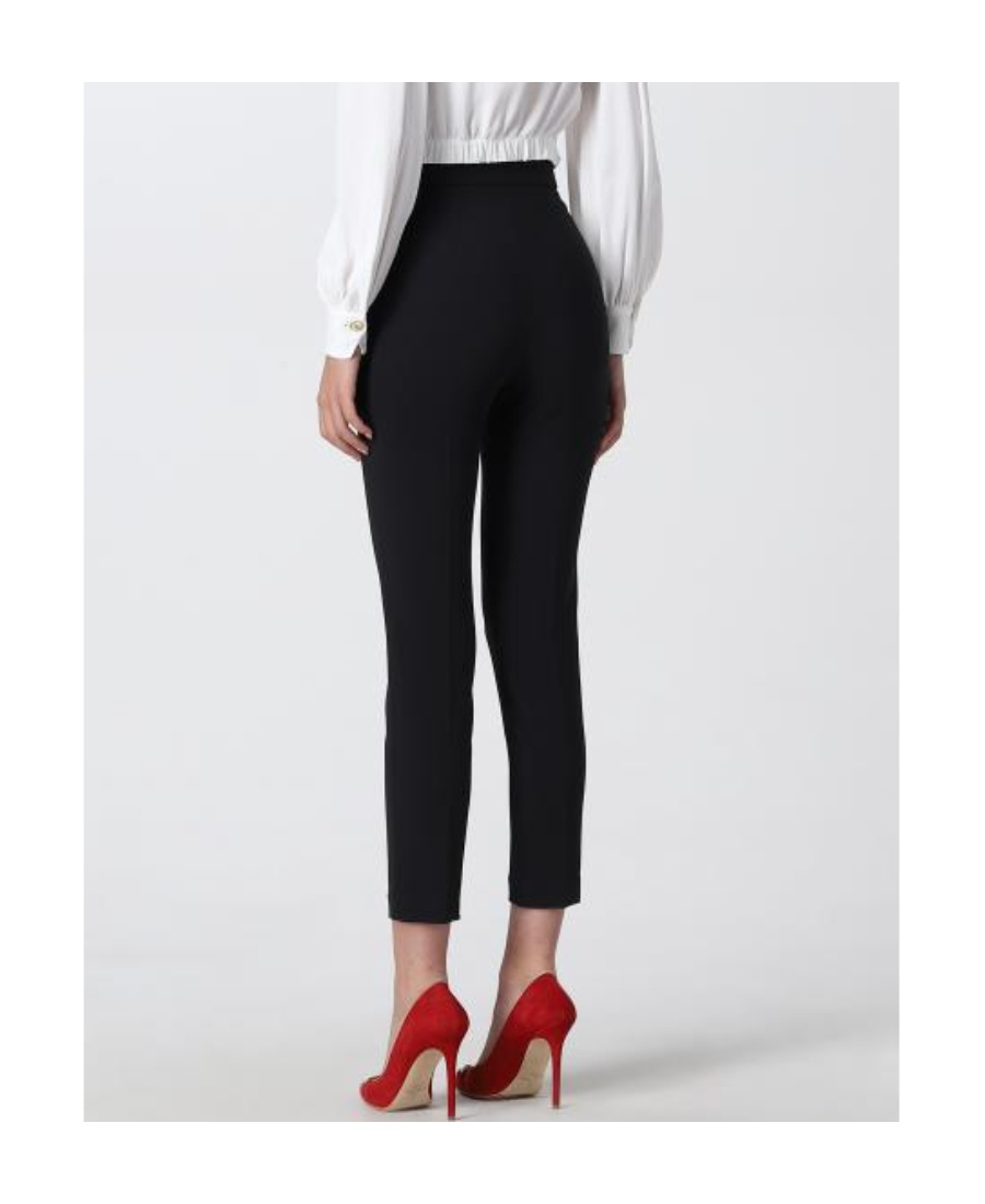 Elisabetta Franchi Slim Crepe Trousers In Black
