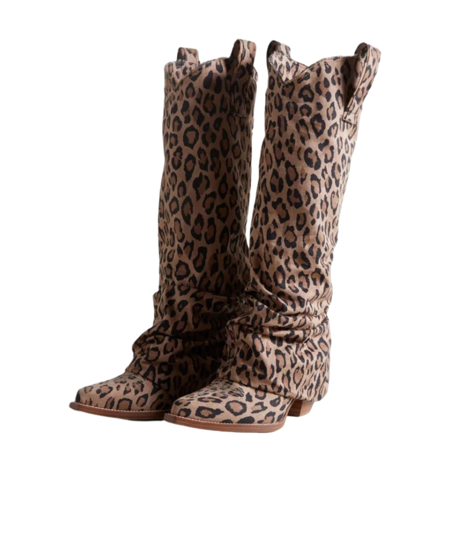 R13 Leopard Print Boots In Black