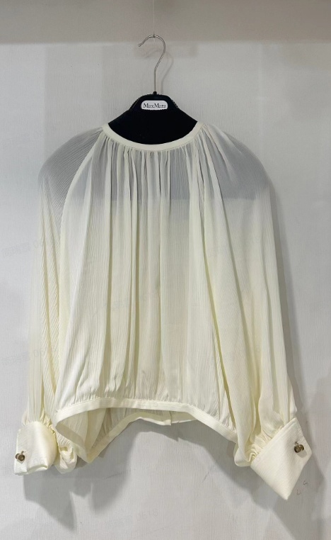 Max Mara Round-neck Long-sleeved Blouse In Gray