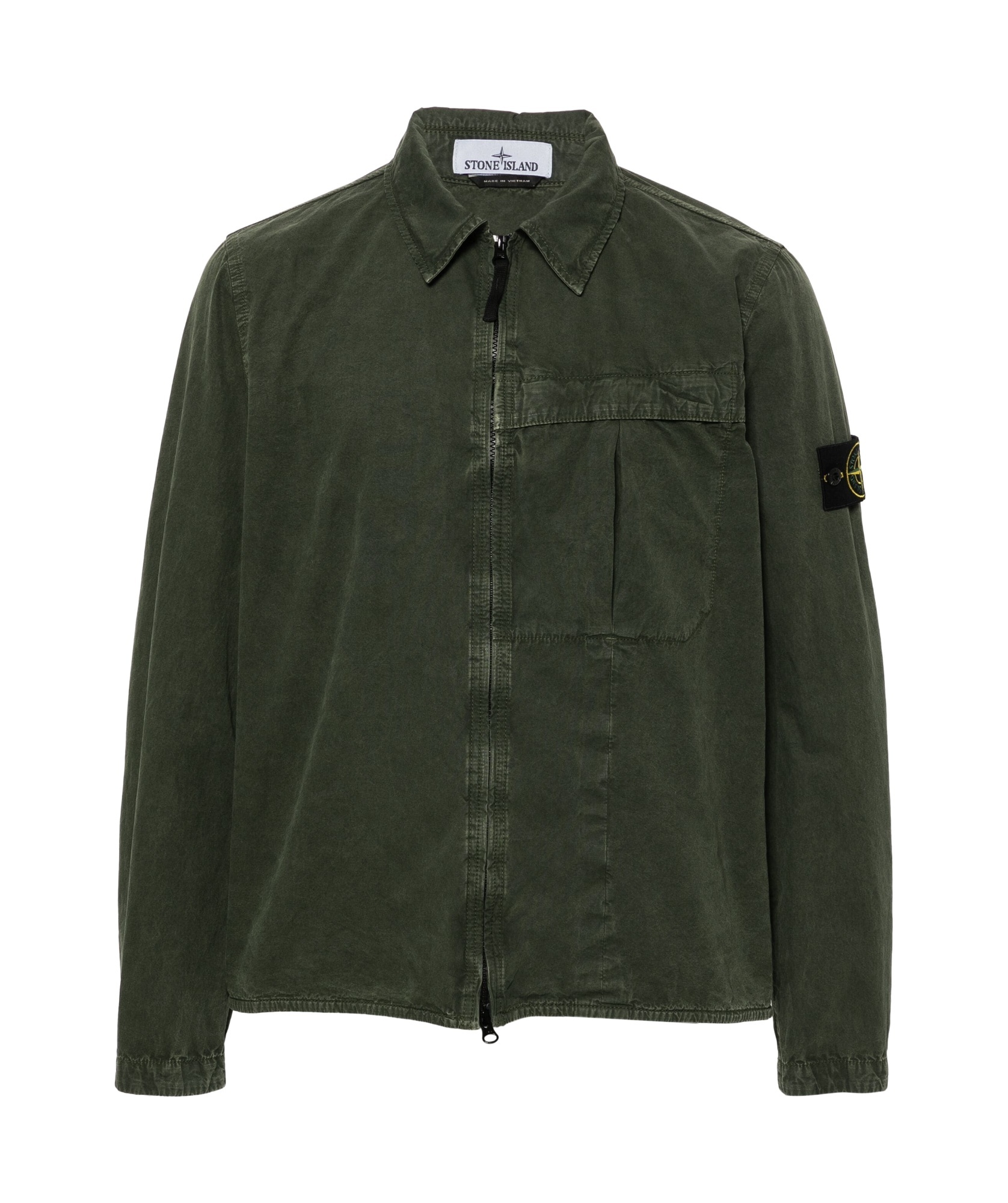 Stone Island Compass-badge Cotton Shirt Jacket In Green