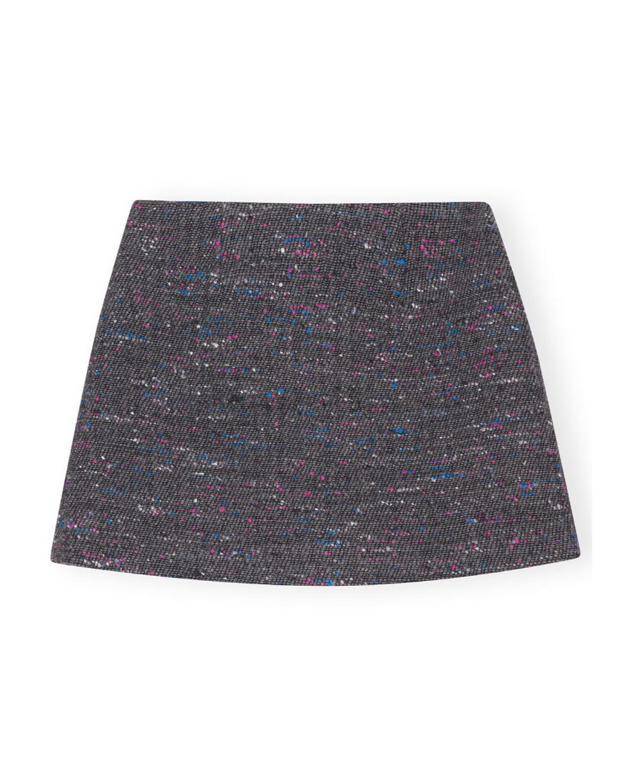 Ganni Tweed Wrap Mini Skirt In Black
