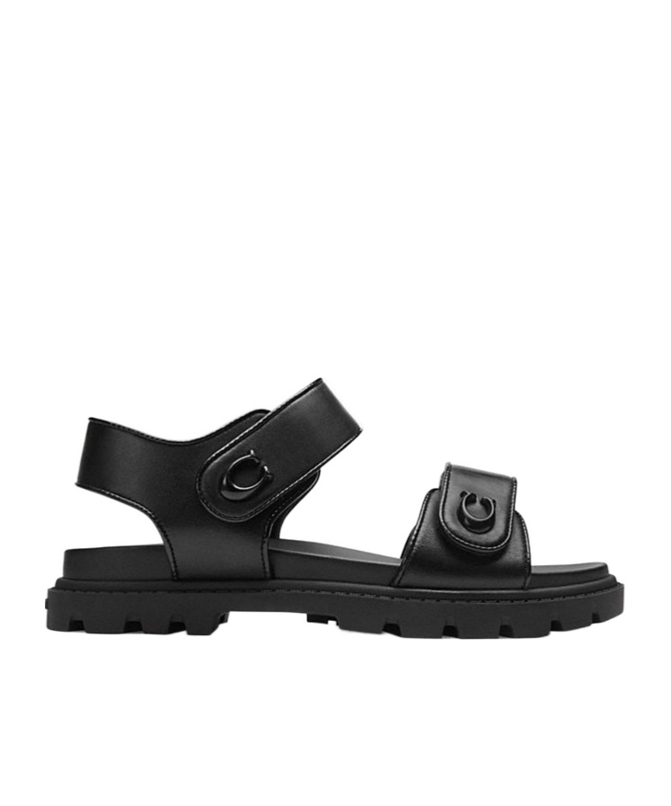 Shop Coach Brynn Leather Sandals In Black