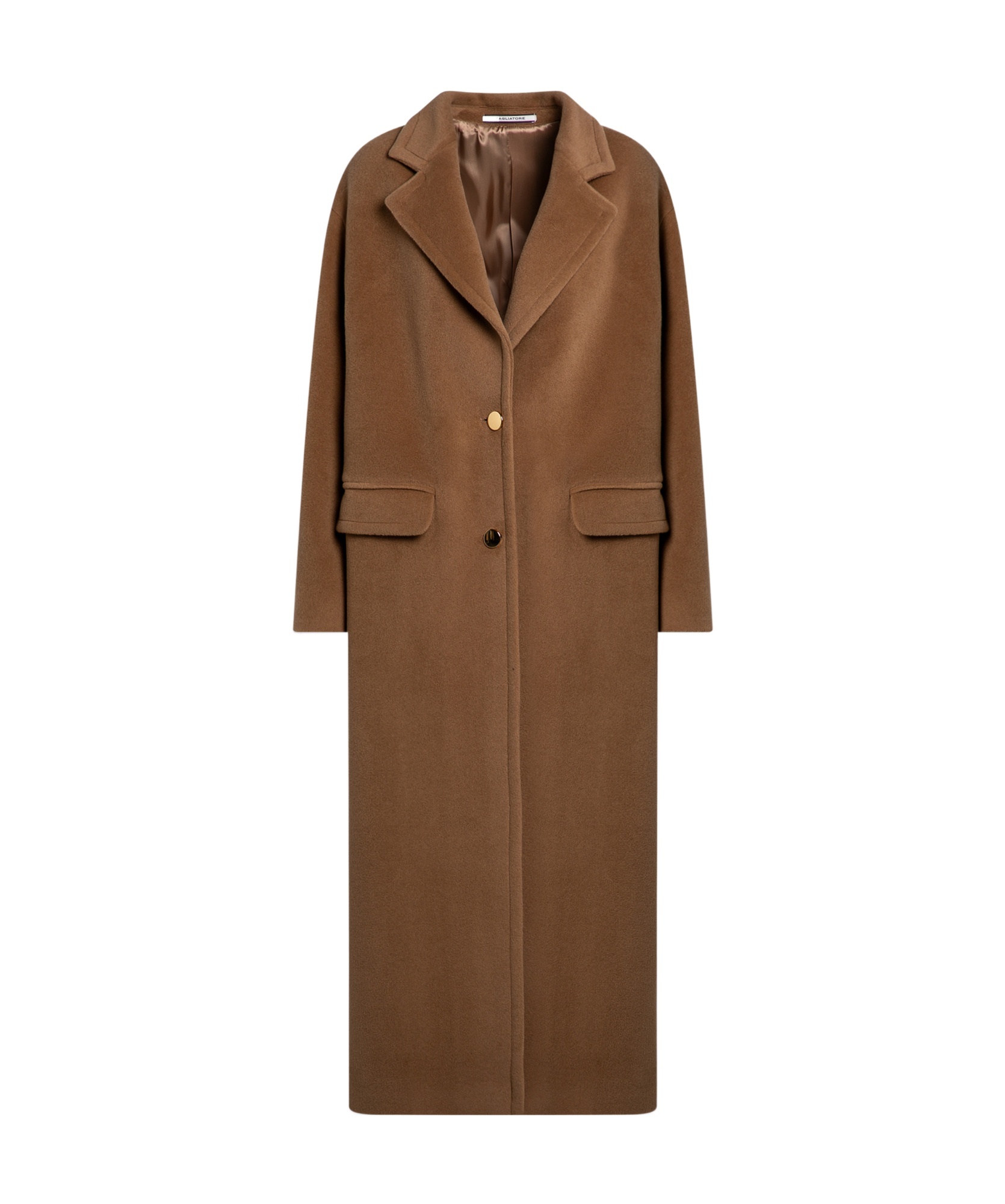 Tagliatore Beige Single-breasted Coat In Angora Blend In Brown