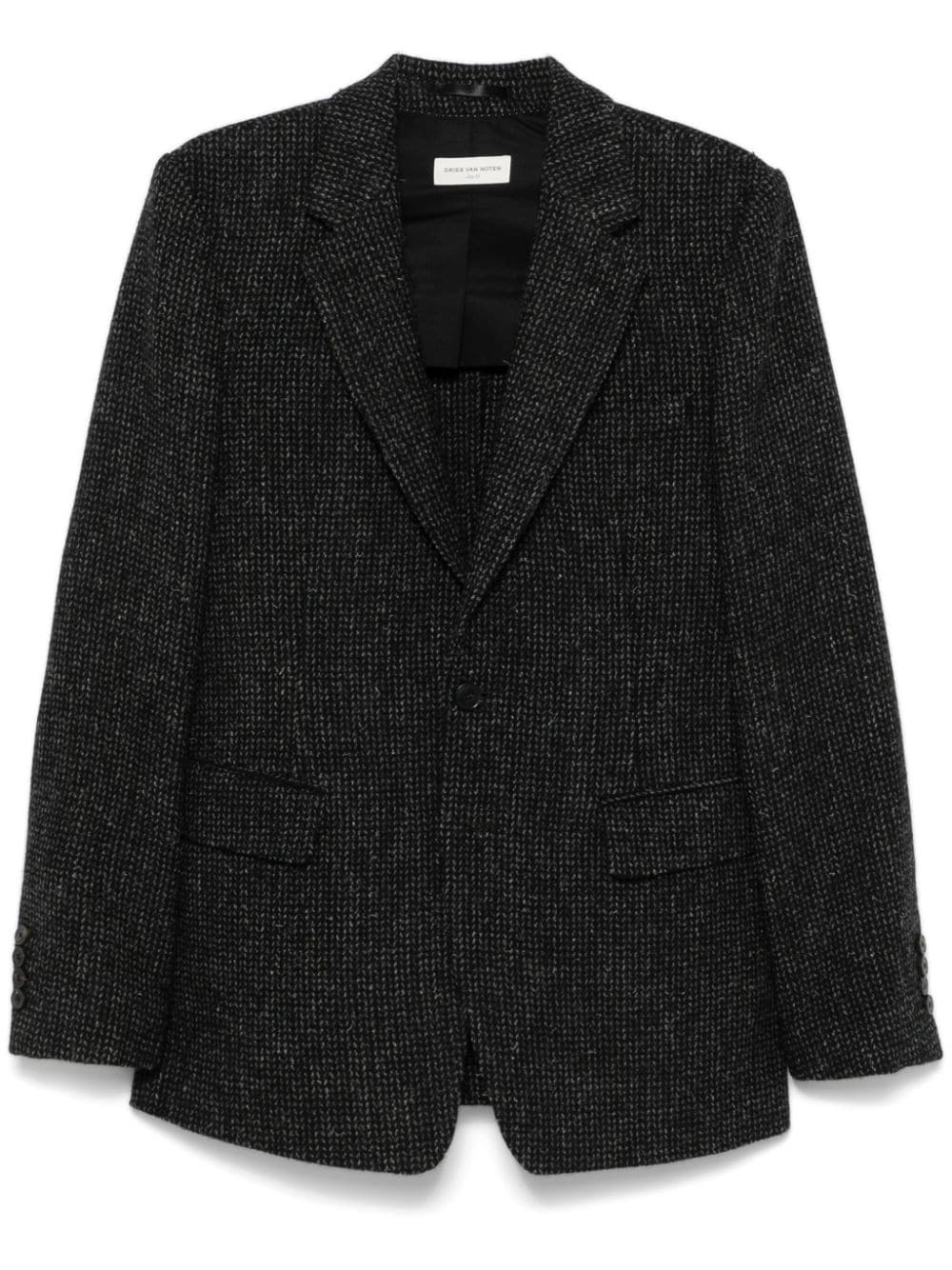 Dries Van Noten Long-sleeved Suit Coat In Black