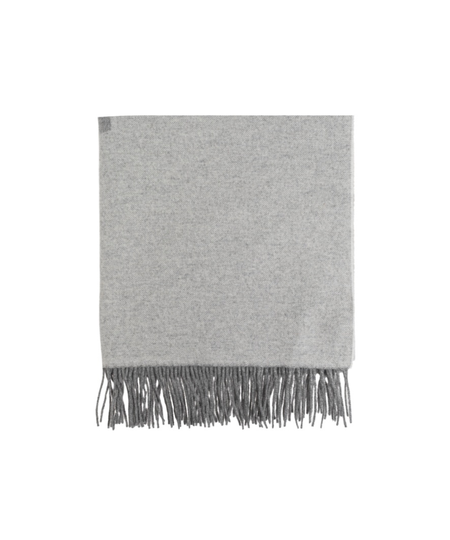 Emporio Armani Wool Scarf With Logo In Gray