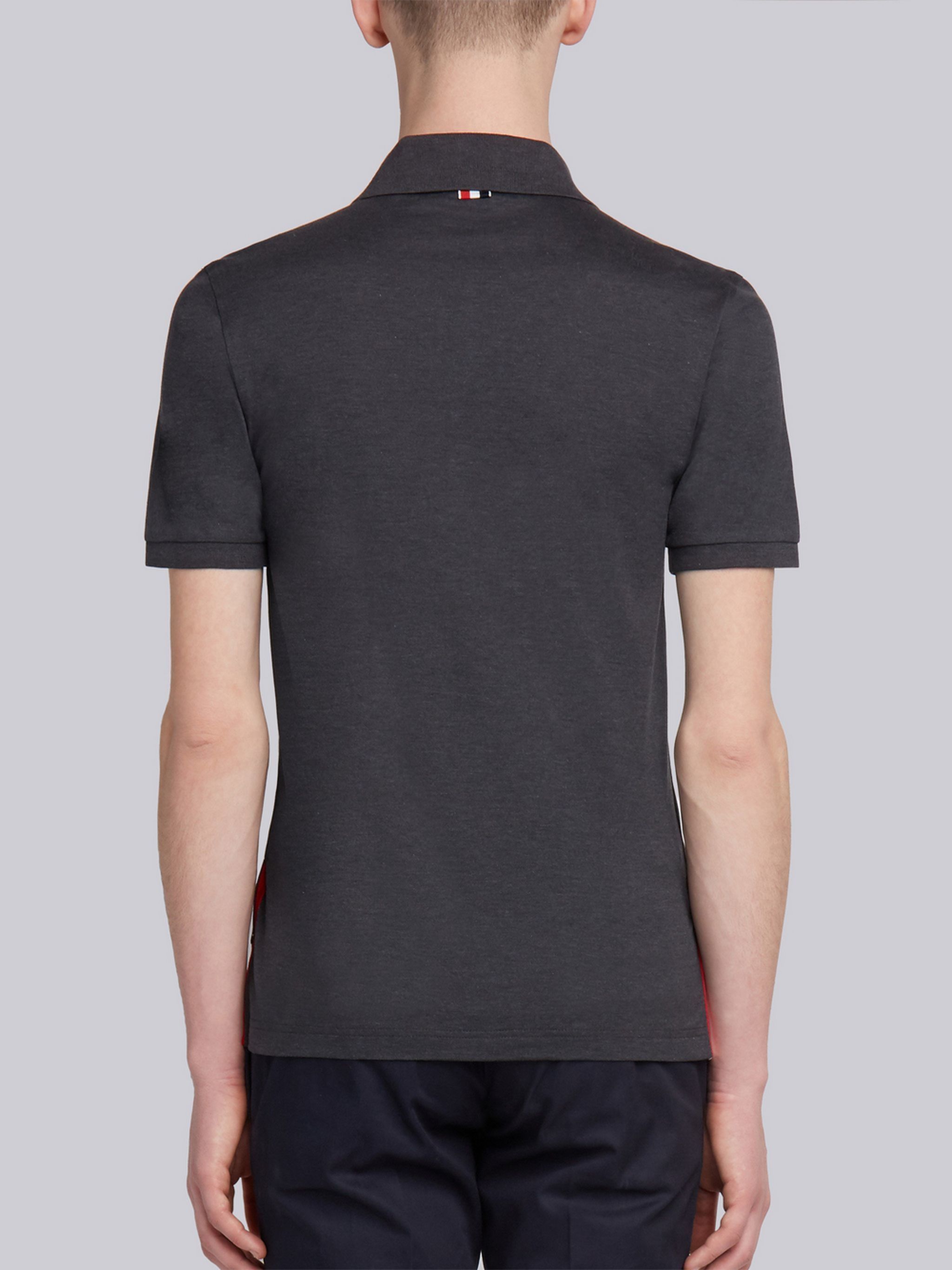 Thom Browne Collar Polo Shirt With Patch Pocket In Black