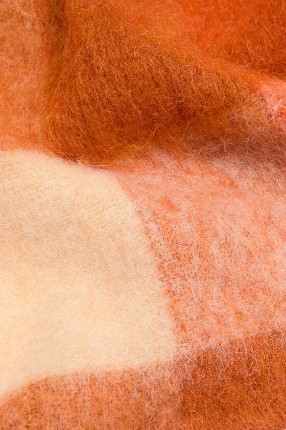 Acne Studios Checked Fringed Scarf In Brown