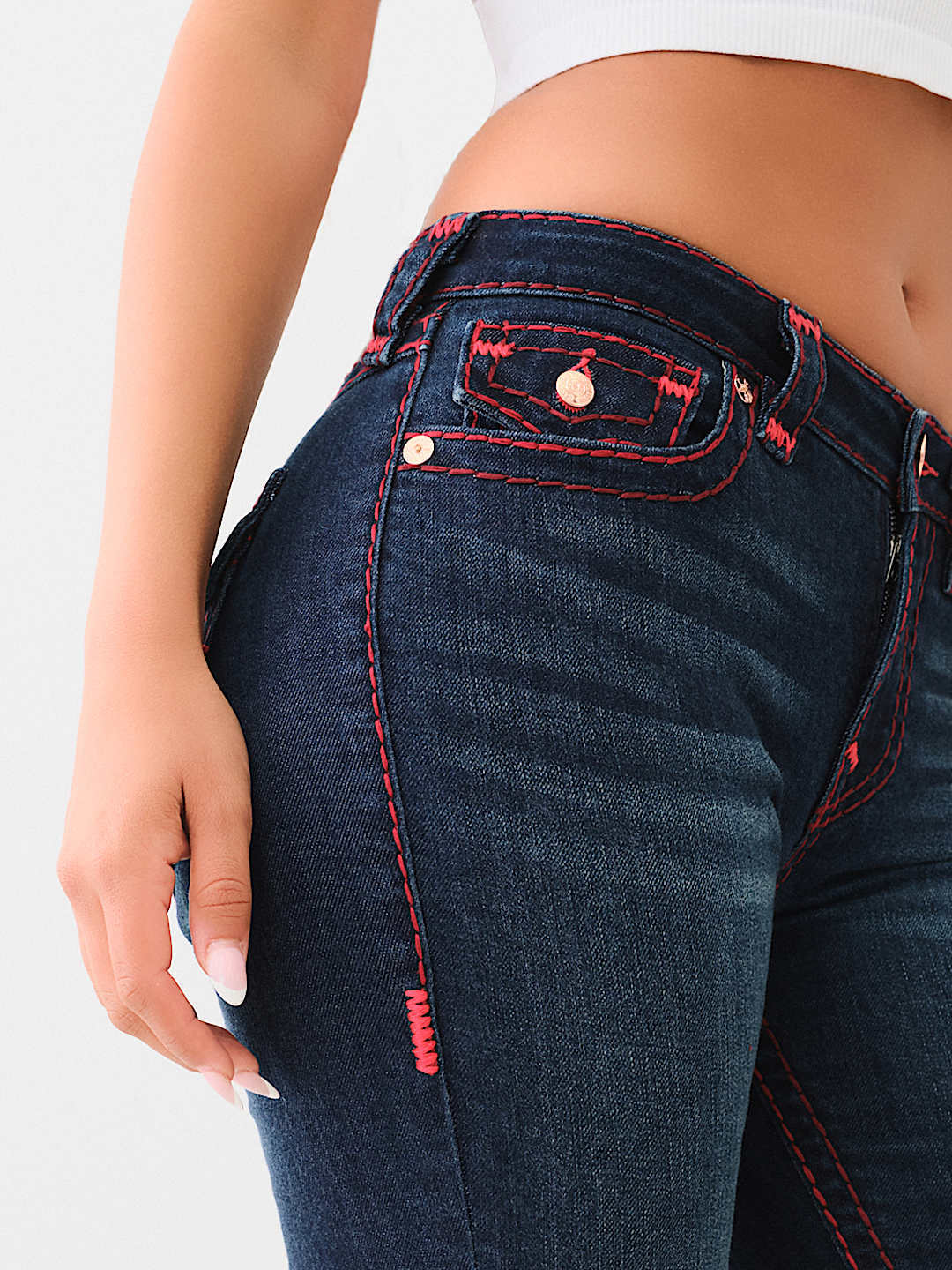 True Religion Ondine Jennie Mid Rise Skinny Big T Jean In Black