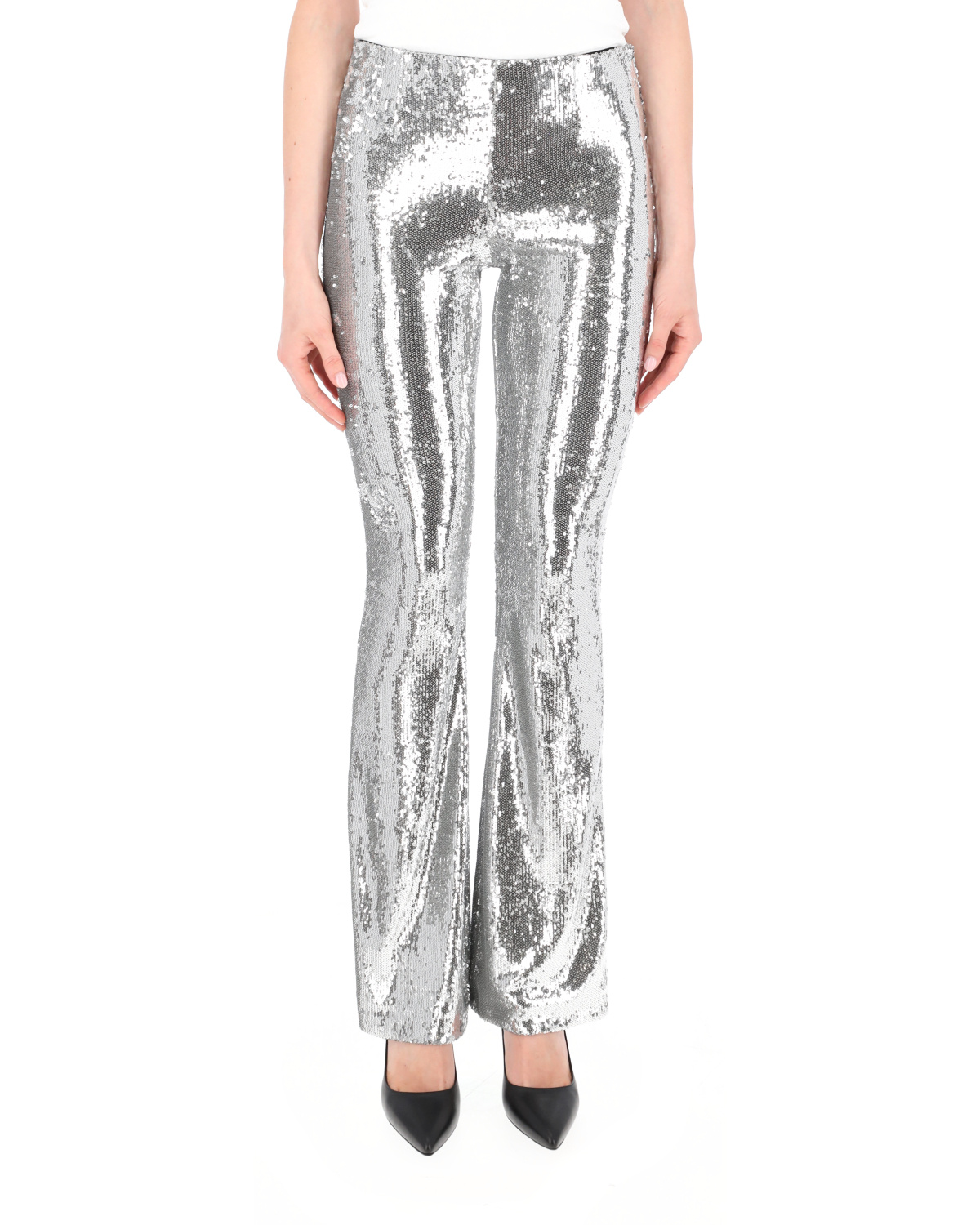 Philosophy Di Lorenzo Serafini High-waisted Flared Sequinned Trousers In Gray
