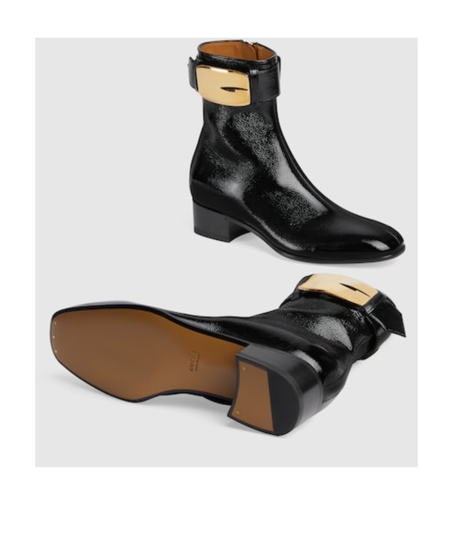 Shop Gucci Retro G 35mm Leather Ankle Boots In Black