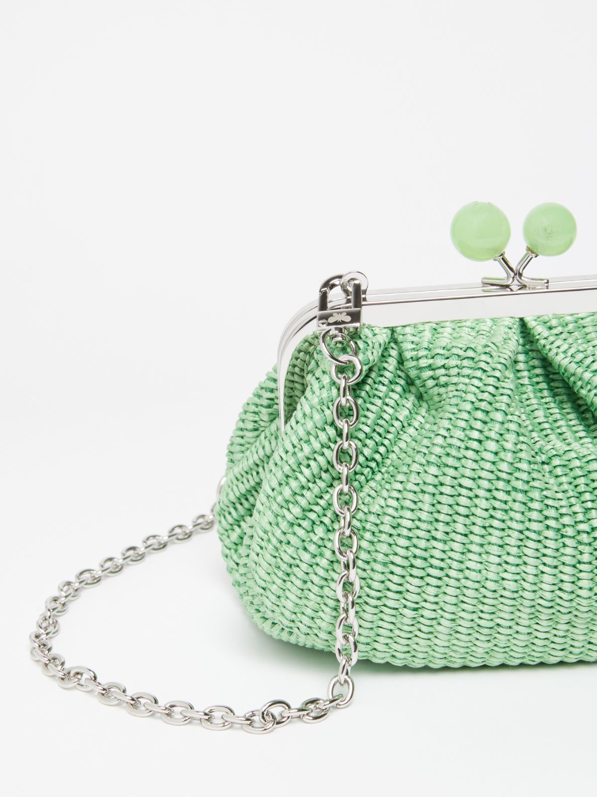 Weekend Max Mara Small Raffia-effect Pasticcino Bag In Emerald
