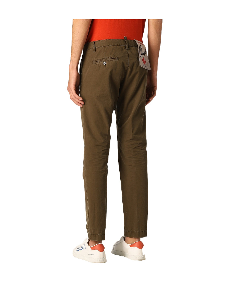 Shop Dsquared2 Four-pocket Cotton Chinos In Green