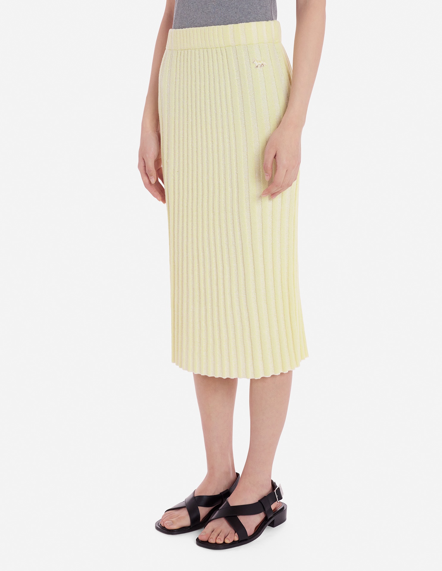 MAISON KITSUNÉ MAISON KITSUNÉ RIBBED-KNIT PENCIL MIDI SKIRT