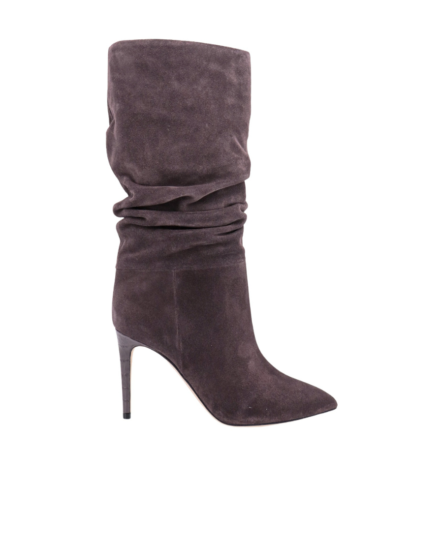Paris Texas Slouchy 85 Grey Suede Boots In Black