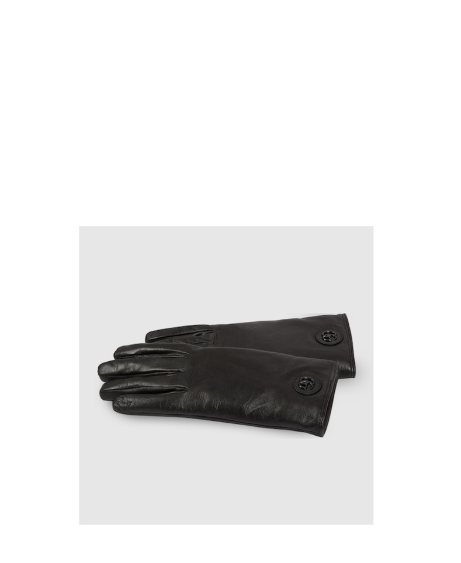 Gucci Gg-patch Leather Gloves In Black