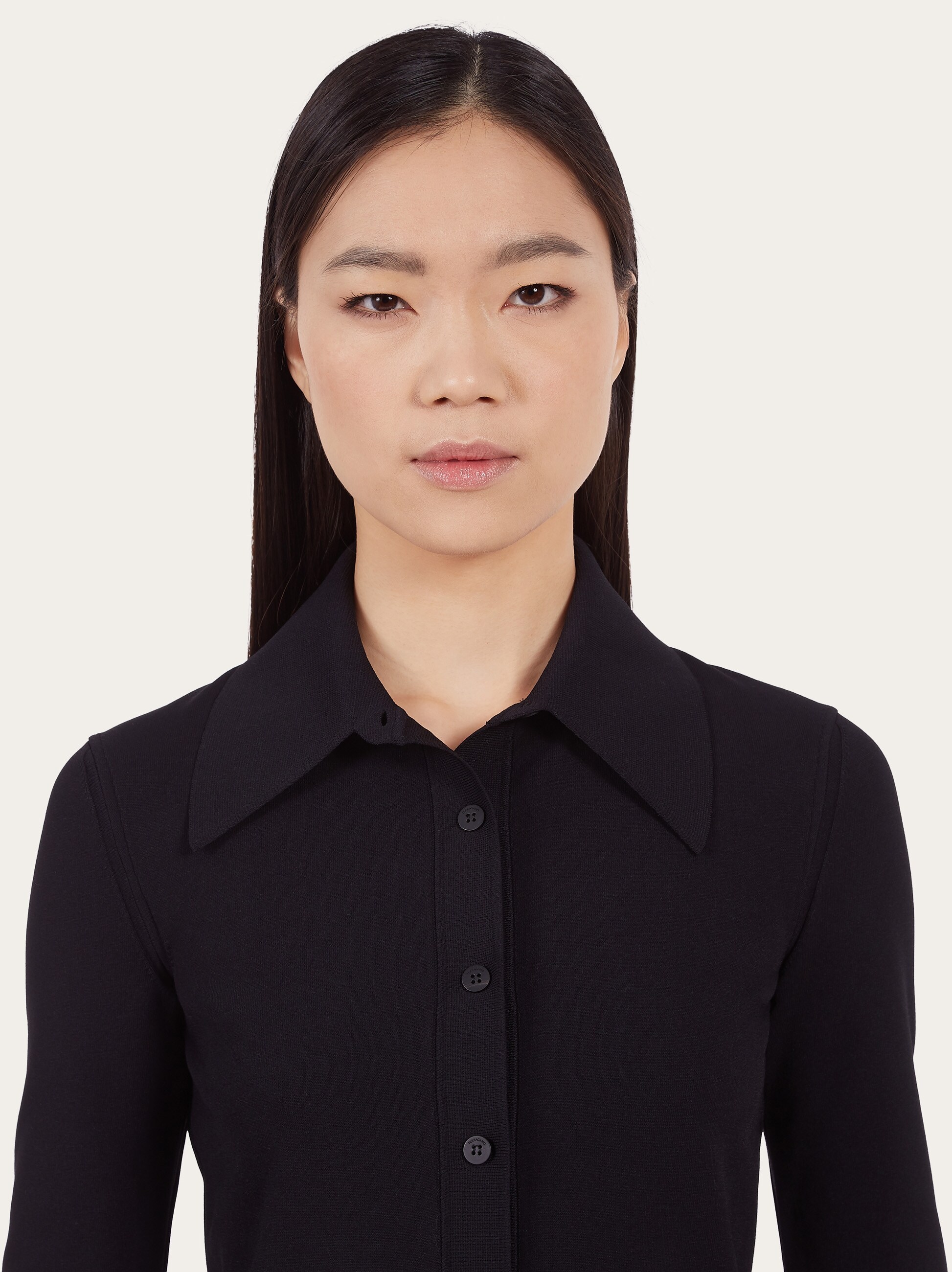 Ferragamo Long-sleeved Shirt In Black