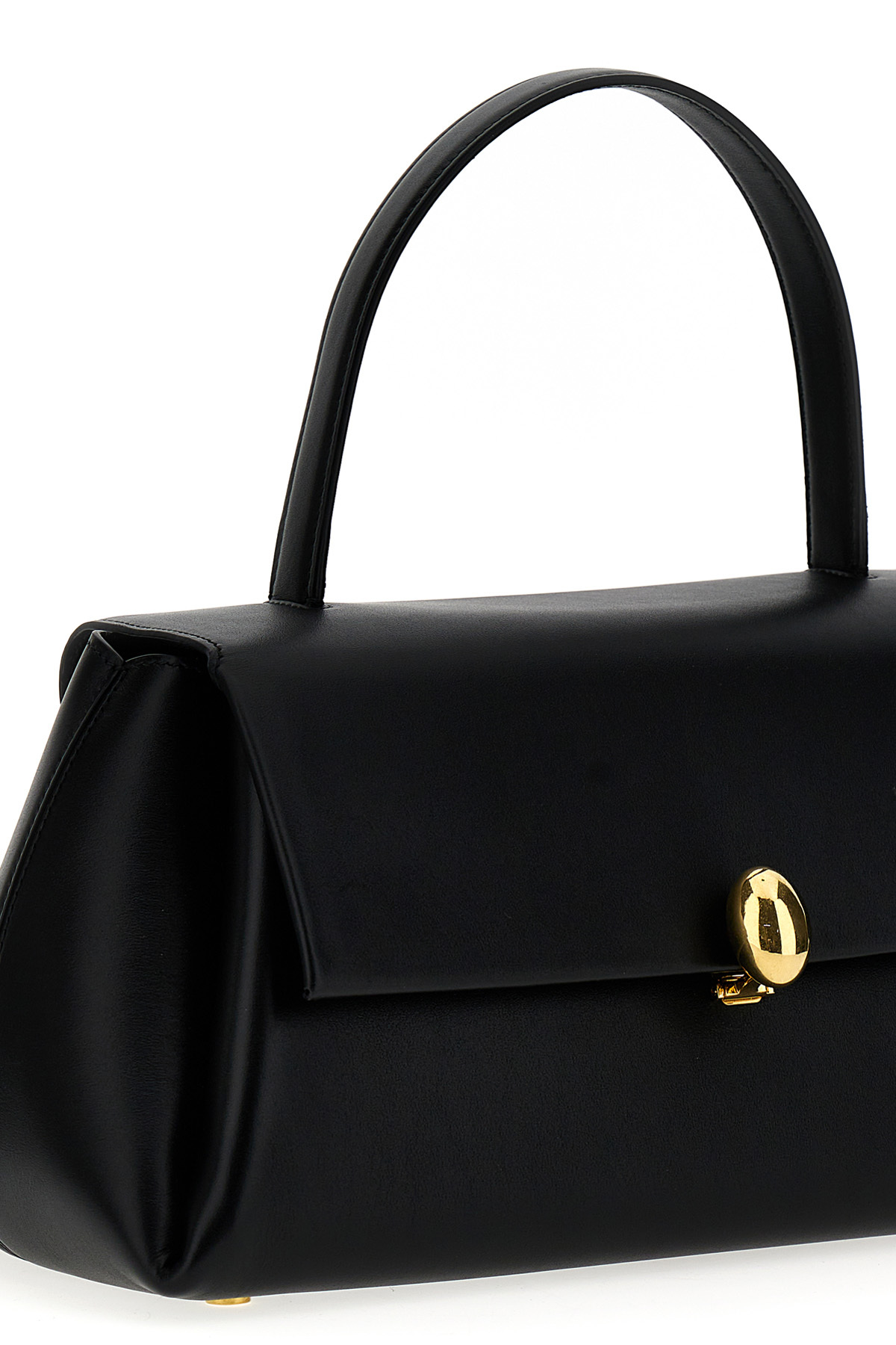 Jil Sander Almond Foldover Top Handle Bag In Black