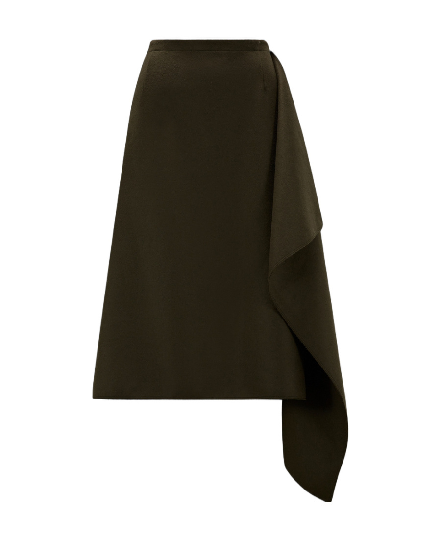 Moncler Wool-cashmere Midi Wrap Skirt In Green