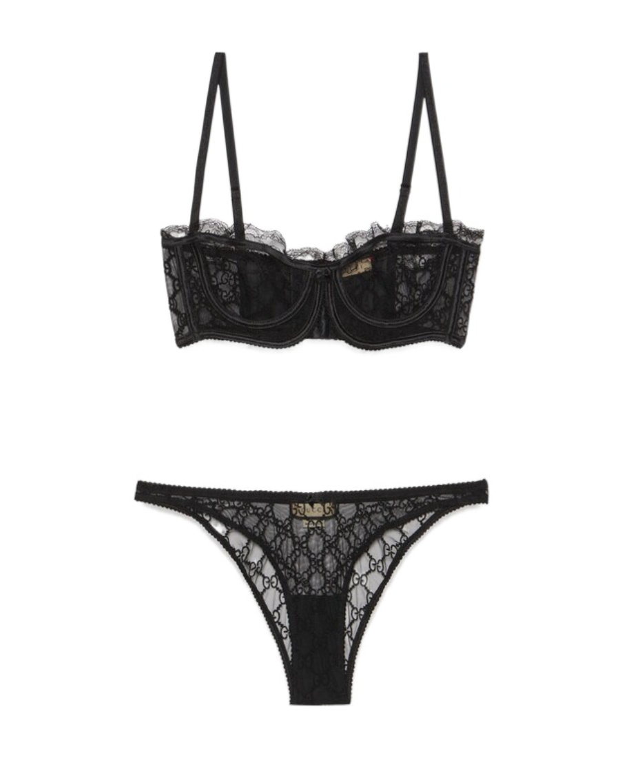 GUCCI GUCCI GG SUPREME EMBROIDERED LINGERIE SET