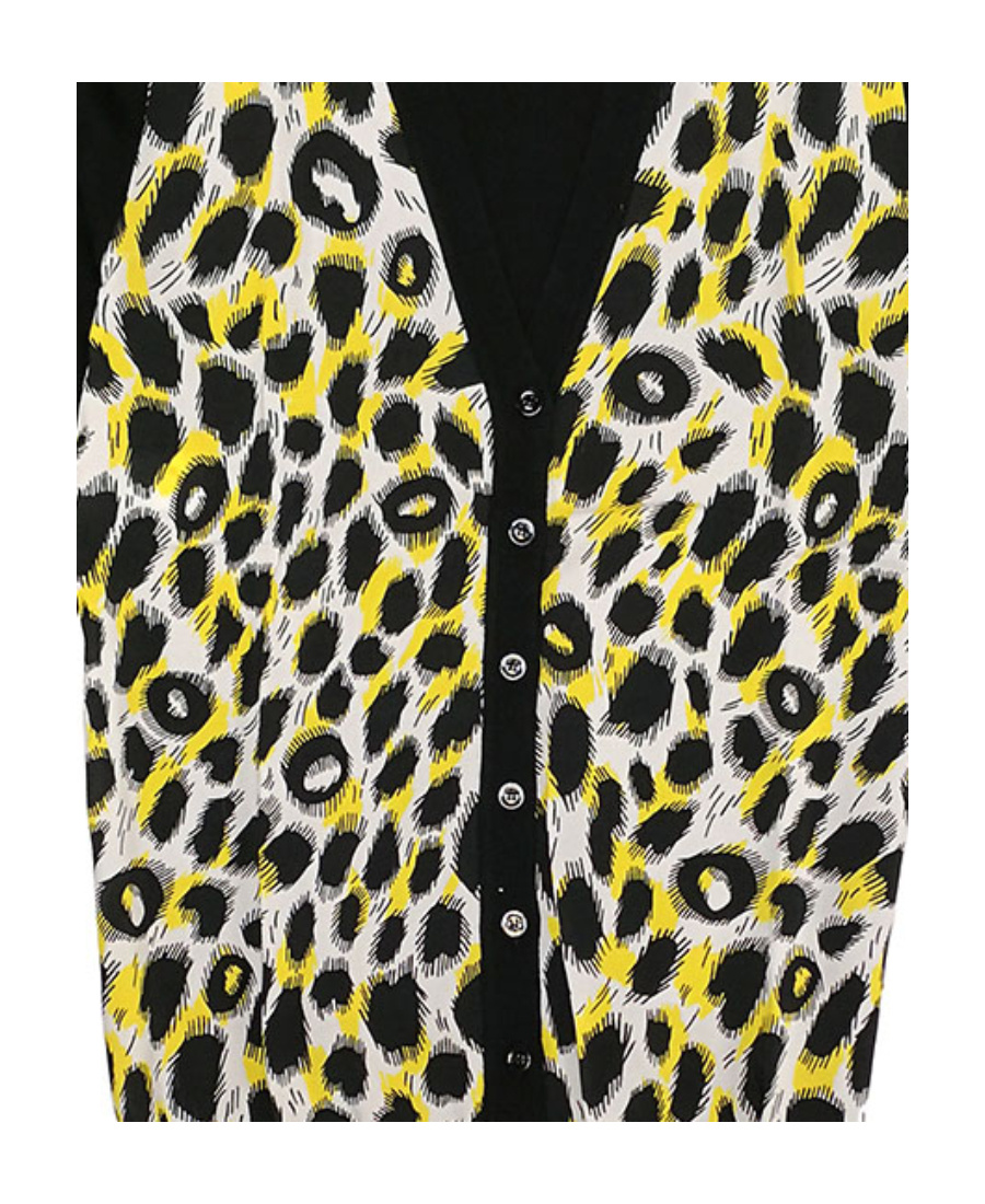 Moschino Leopard Knitted Cardigan In Black