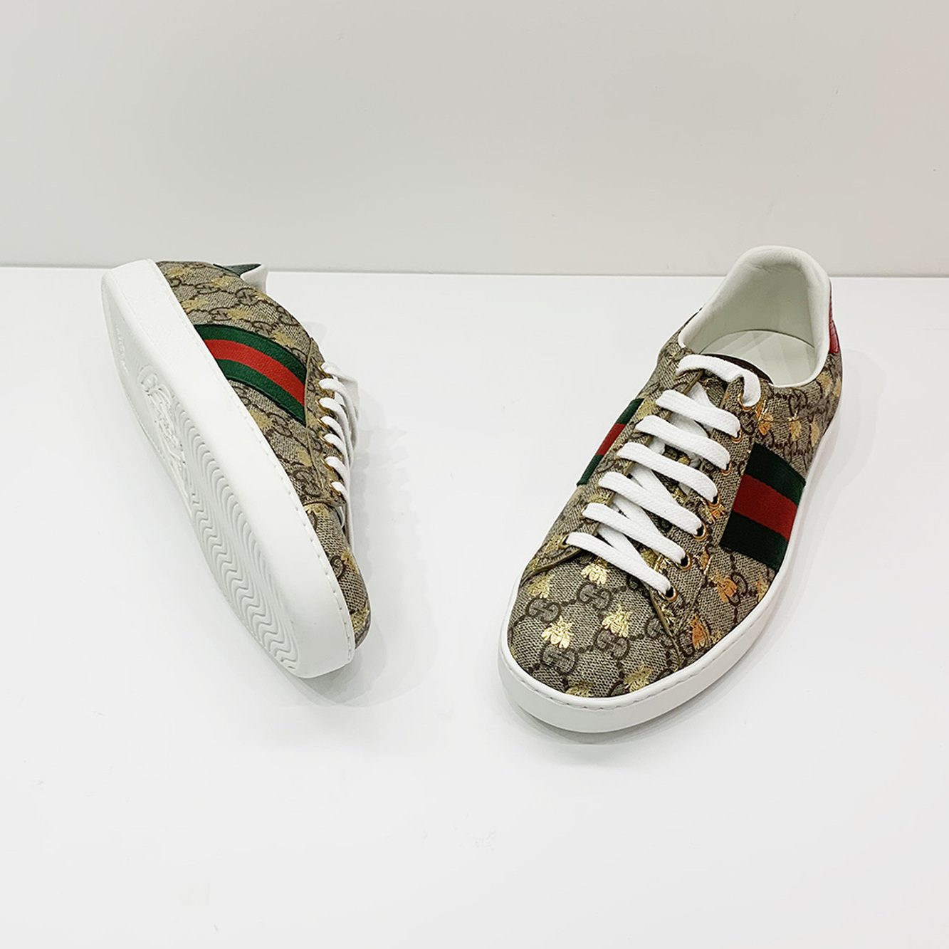 Shop Gucci Ace Gg Supreme Sneaker With Bees In Multicolor