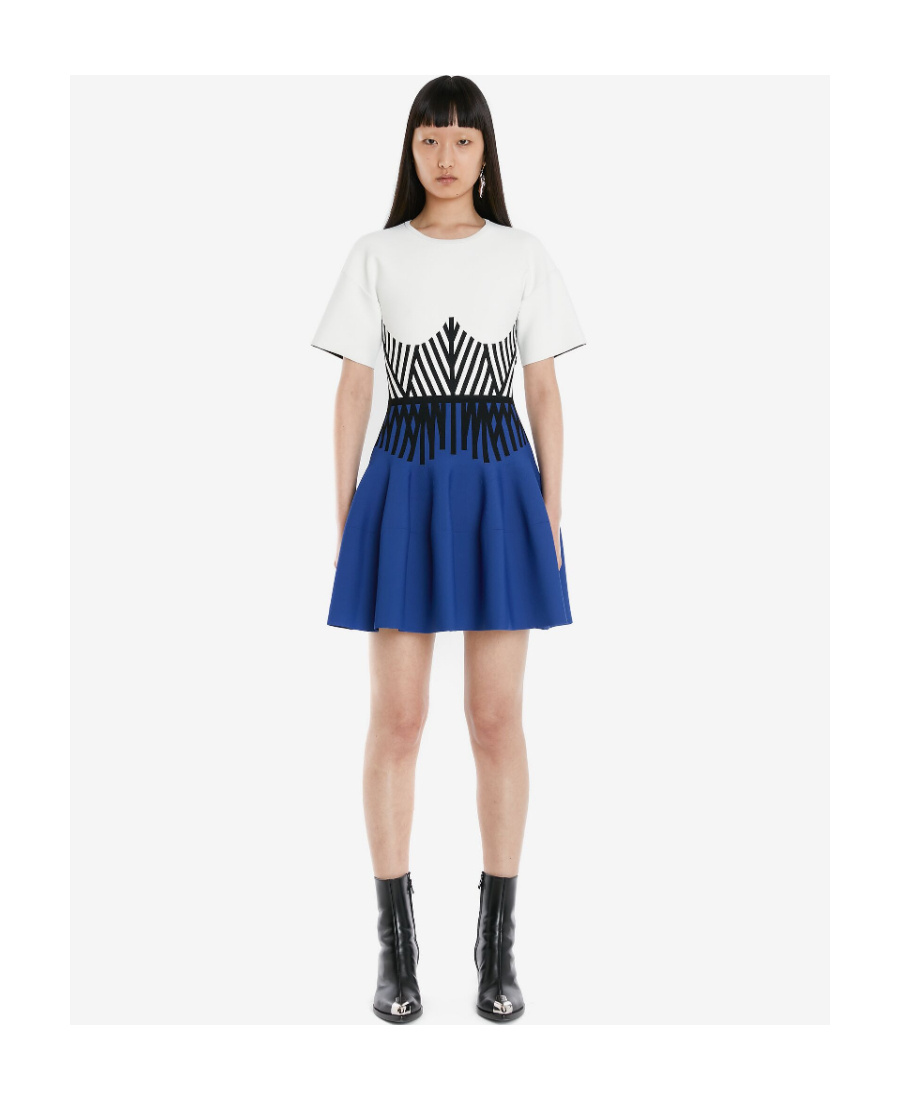 Alexander Mcqueen A Girdle Mini Dress In Blue