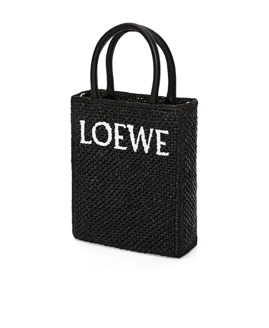 Loewe Standard A5 Tote Bag In Raffia In Black