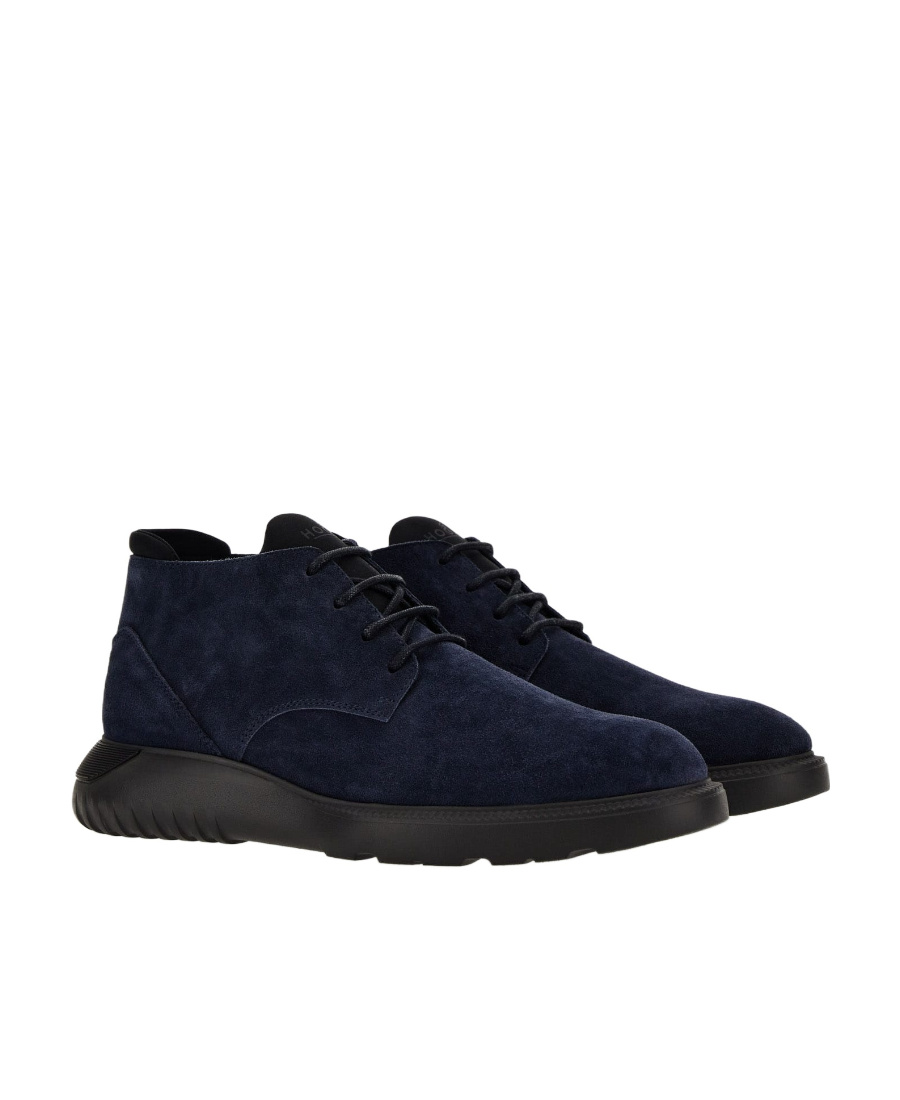 Hogan Suede Lace-up Boots In Black