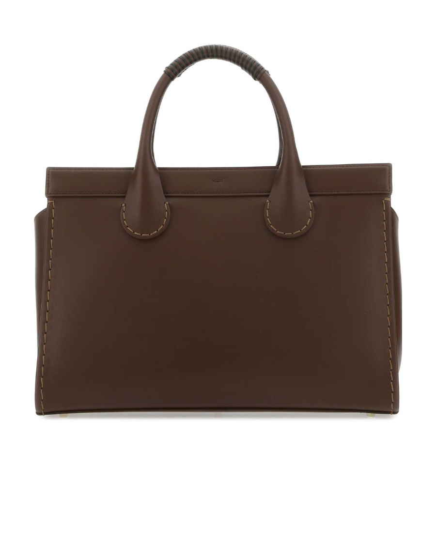Chloé Structured Twin Handle Bag With Contrast Stitching In Green