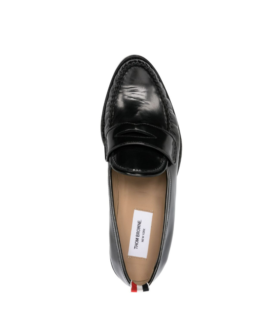 Thom Browne Varsity Patent-leather Penny Loafers In Black