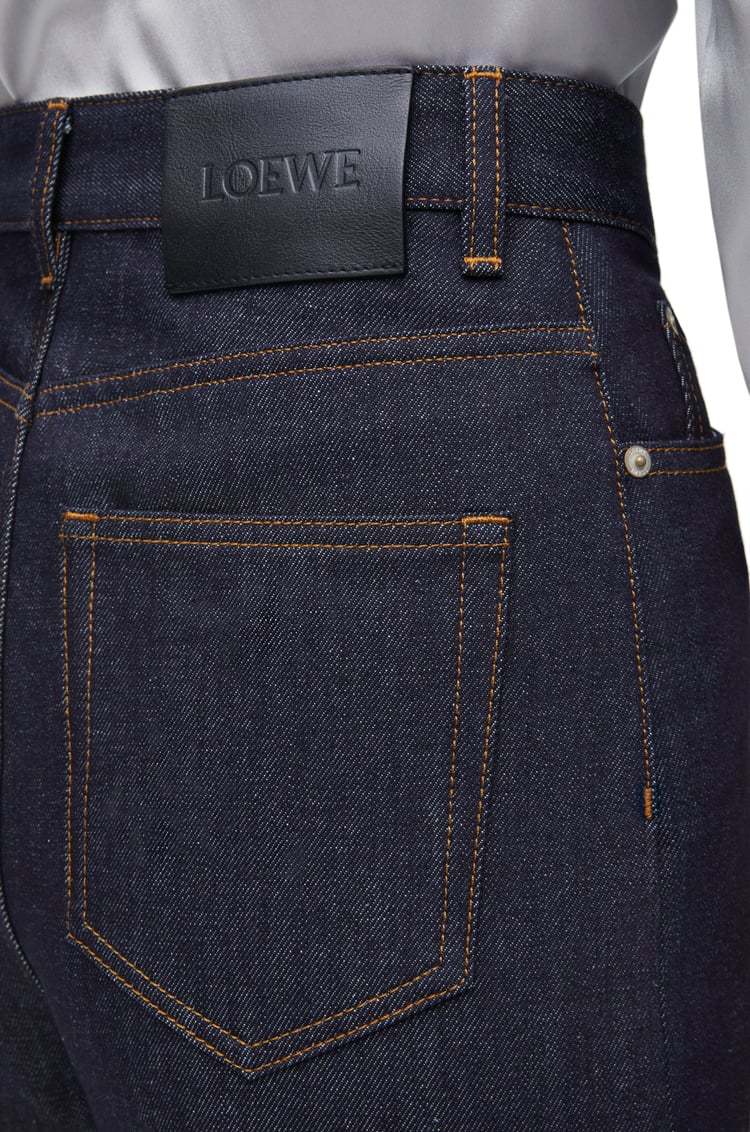 Loewe Womens High-rise Wide-leg Brand-patch Jeans Raw Denim In Black