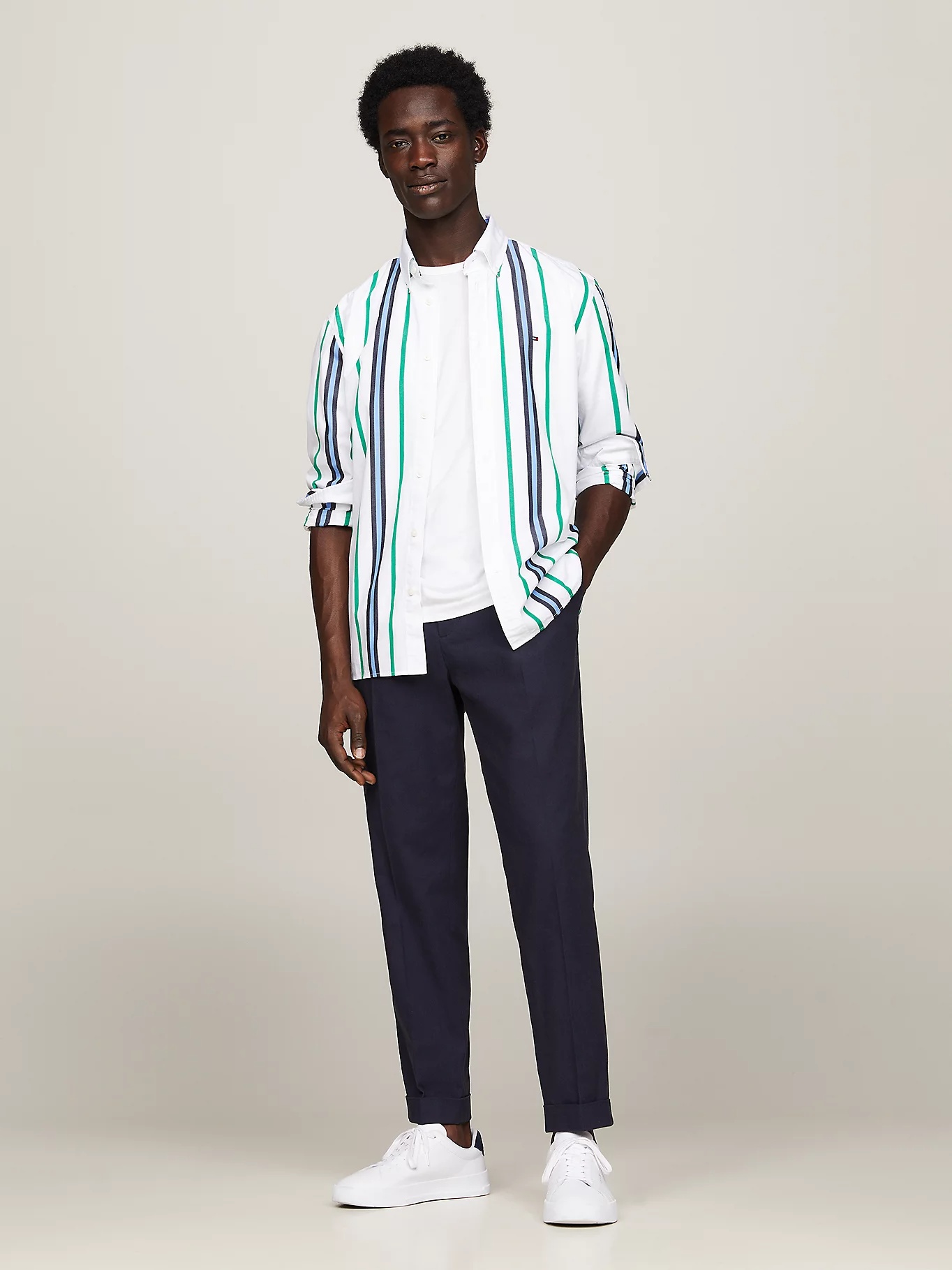 Tommy Hilfiger Vertical Striped Shirt In White