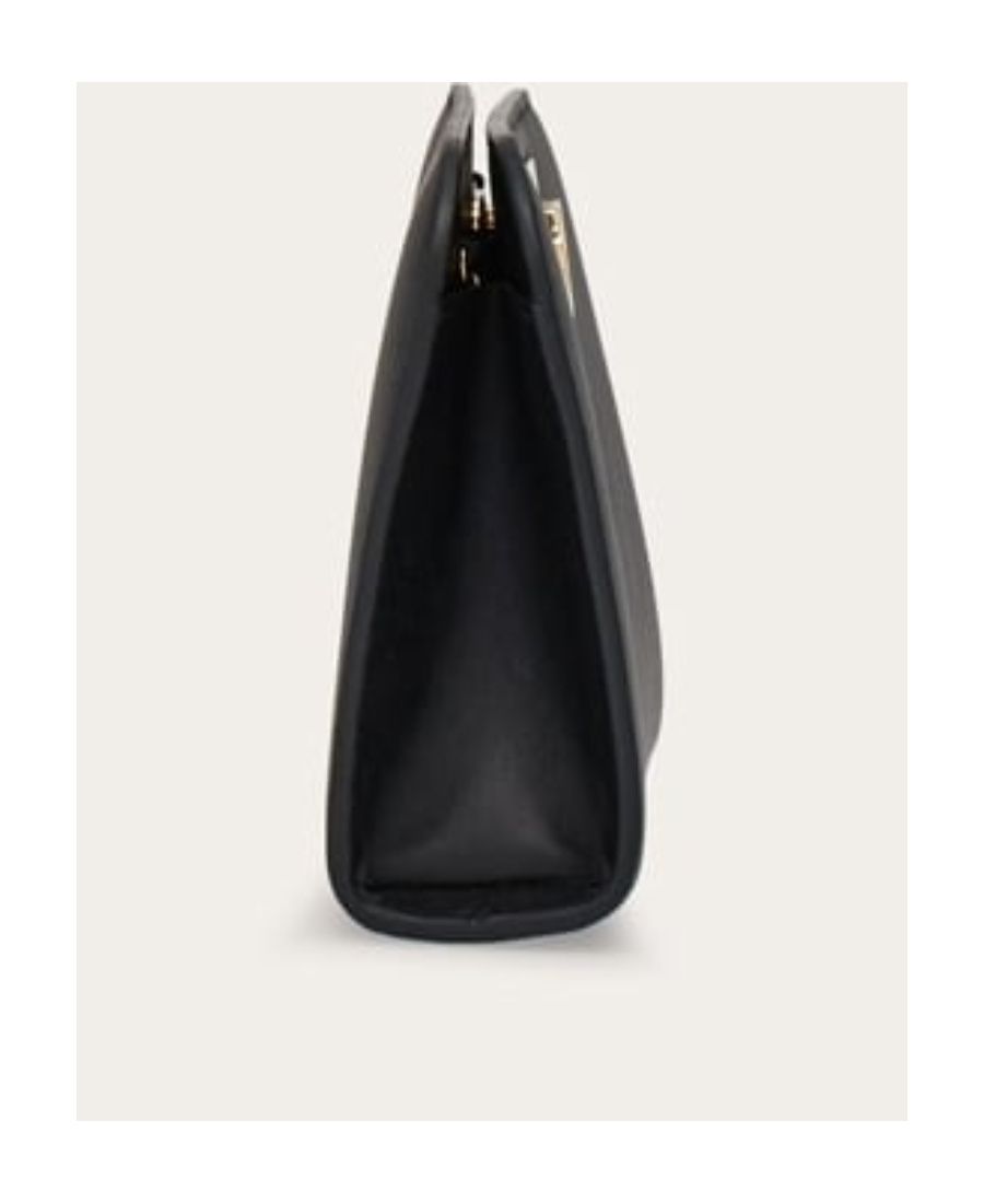 Ferragamo Leather Shoulder Bag Gancini Detail In Black