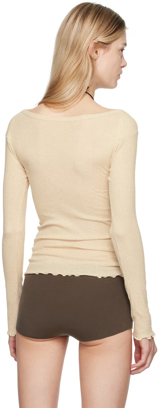 Baserange Rib Long-sleeved T-shirt In Nude