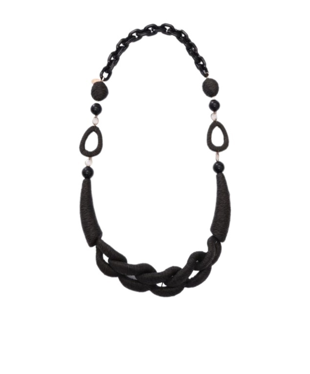 Weekend Max Mara Logo Engraved Necklace In Black