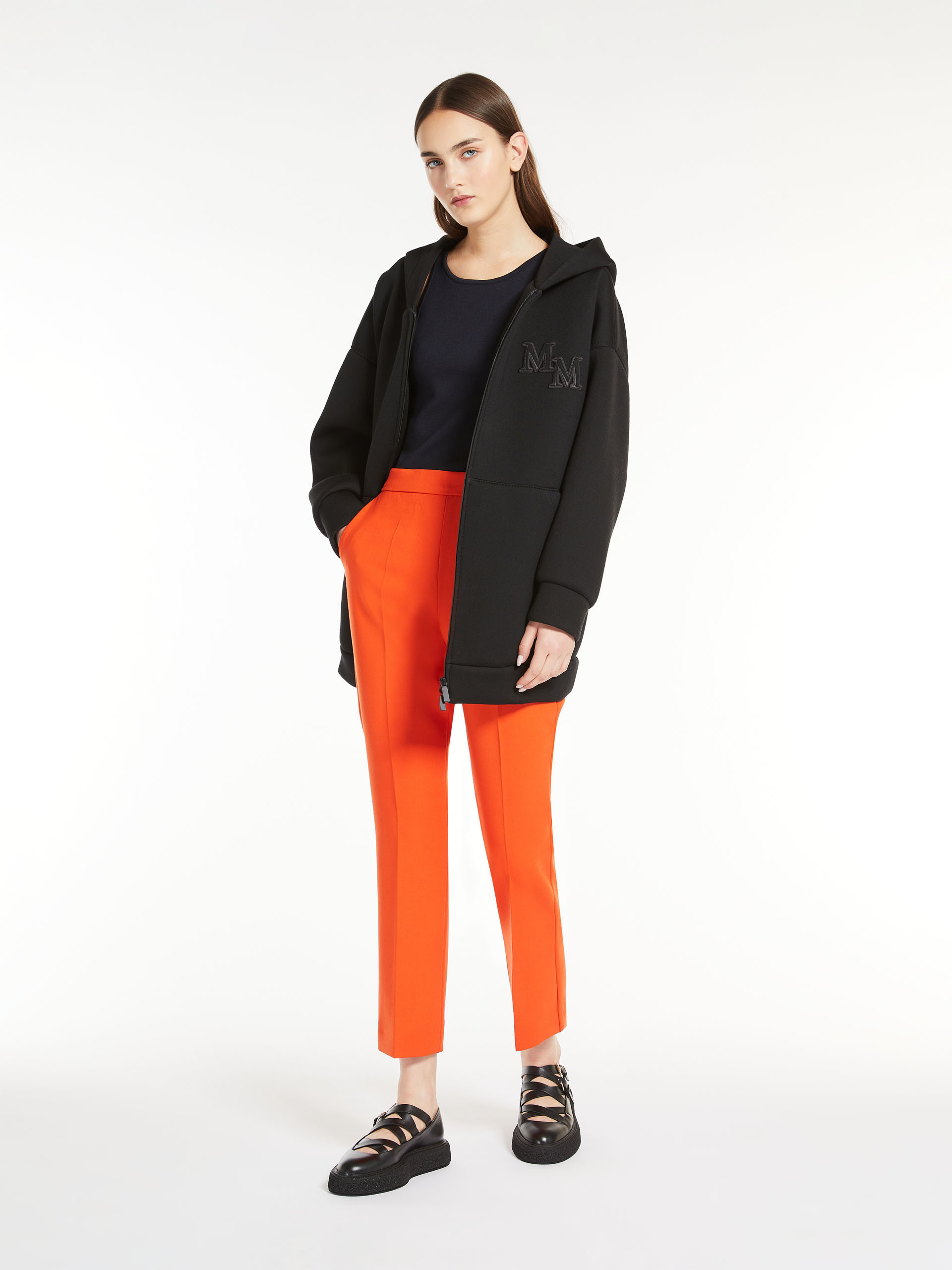 Max Mara Nepeta Ankle-length Trousers In Wool Crepe In Orange