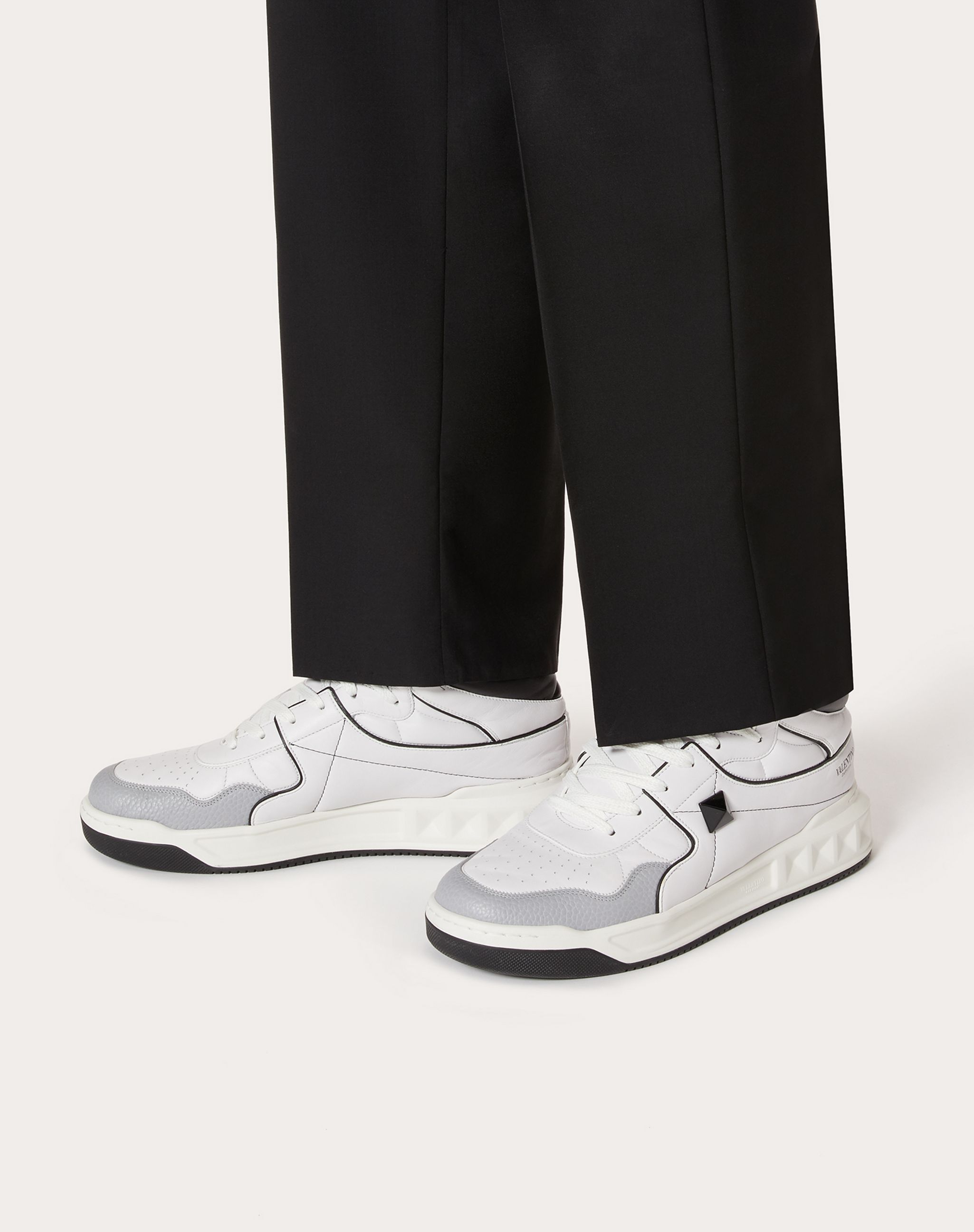 Valentino Rockstud Printed Faux Leather High-top Sneakers In White