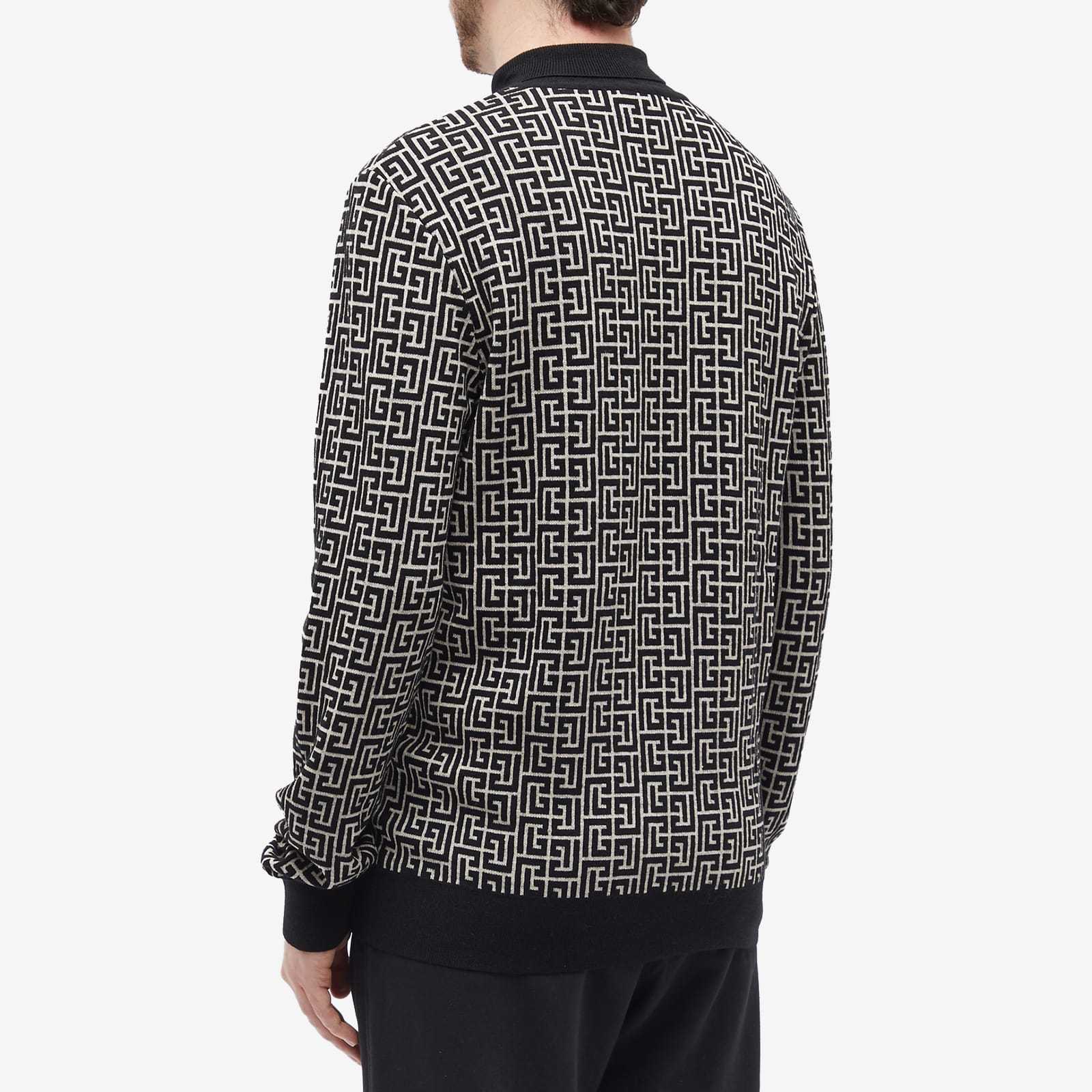Balmain Monogram-intarsia Roll-neck Jumper In Black