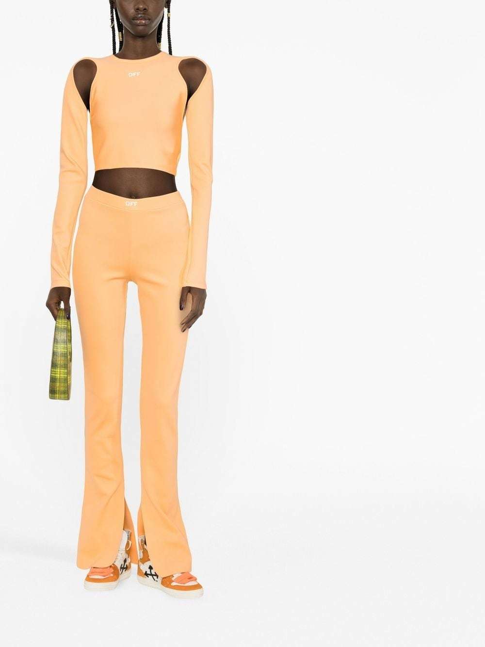 Off-white Sleek Flared Trousers In Nude
