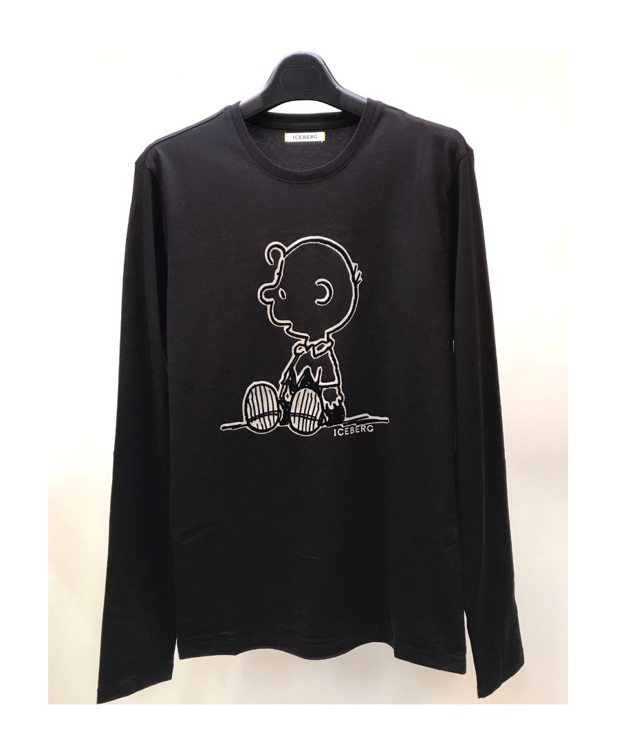 Iceberg Logo Details Long-sleeved T-shirt In Black