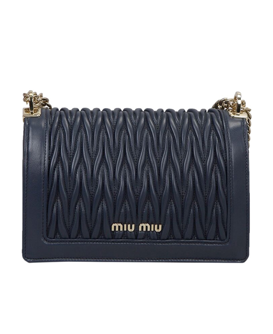Miu Miu Miu Confidential Logo Shoulder Bag In Blue