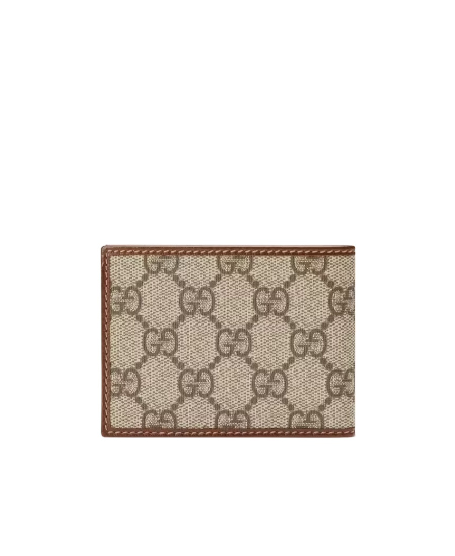 Gucci Half-fold Wallet With Printed Logo In Nude