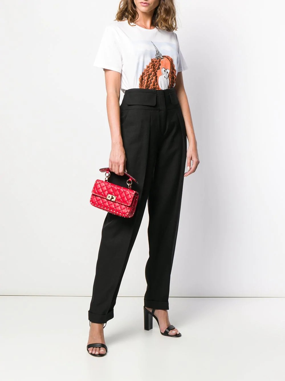 Valentino Rockstud Spike Small Leather Shoulder Bag In Red