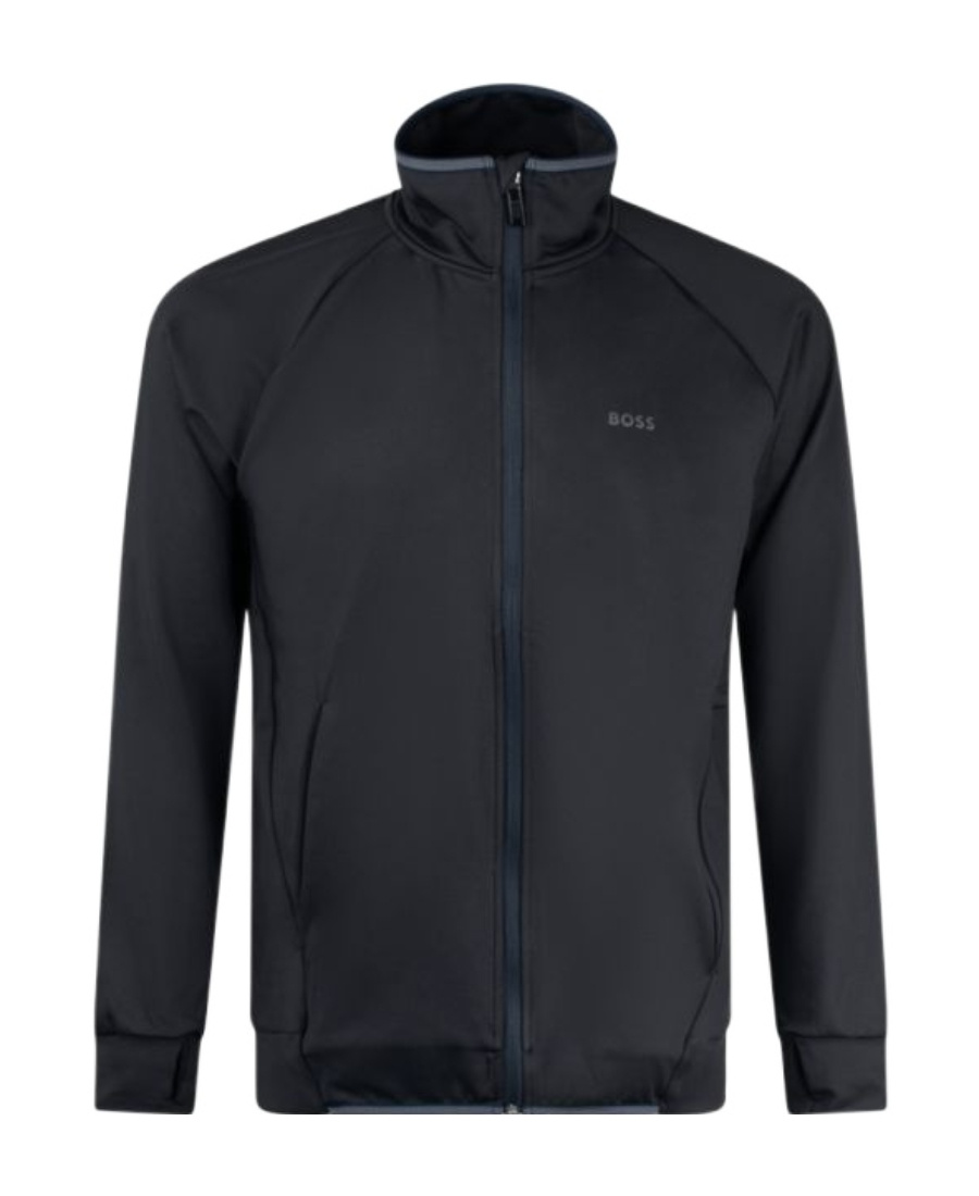 Hugo Boss Logo-print Zip-up Jacket In Black
