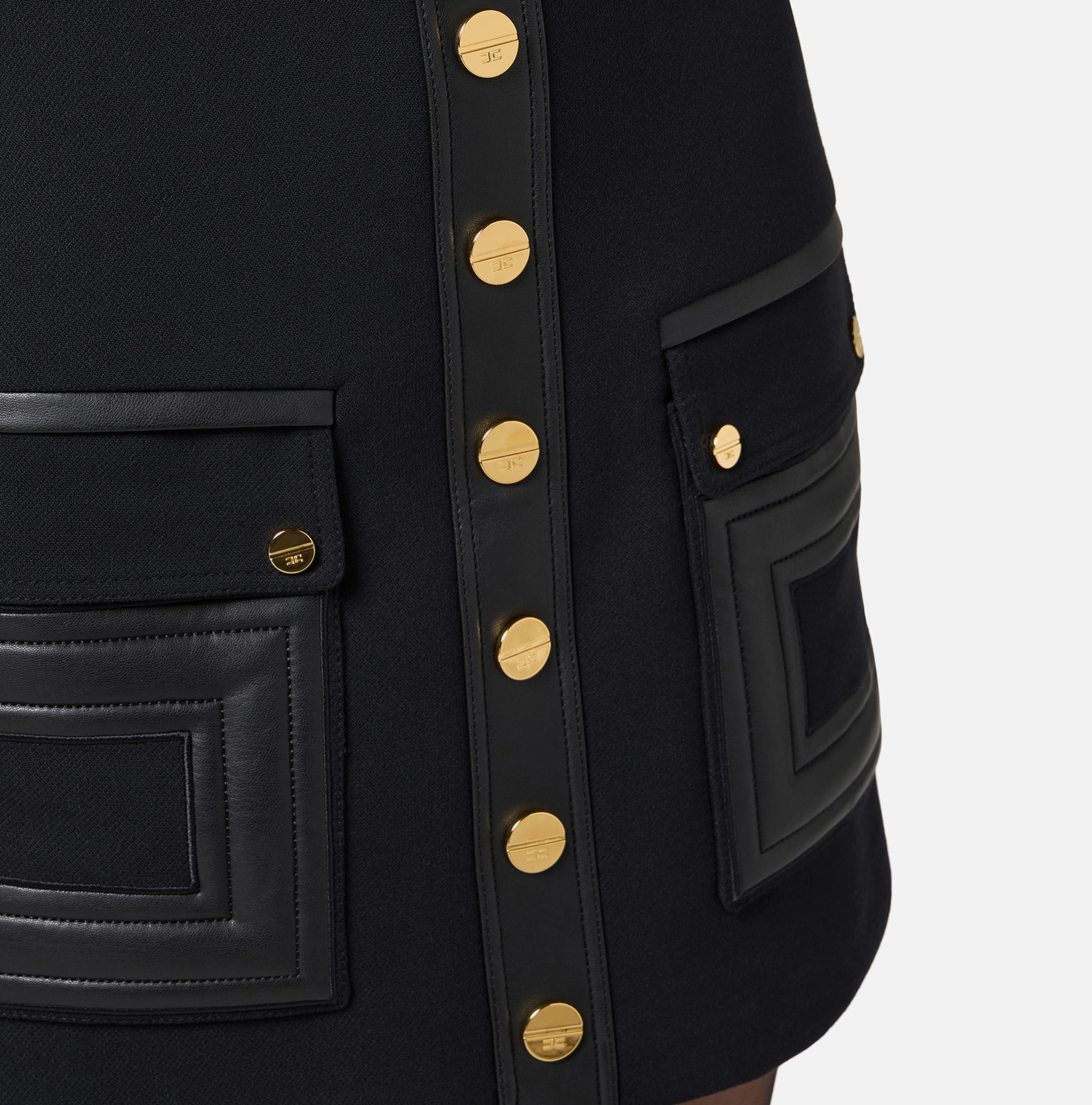 Elisabetta Franchi Button-embellished Mini Skirt In Black