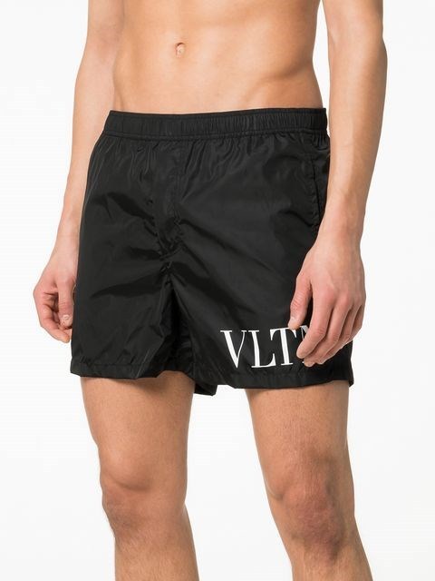 Valentino Logo Printed Beach Shorts In Black