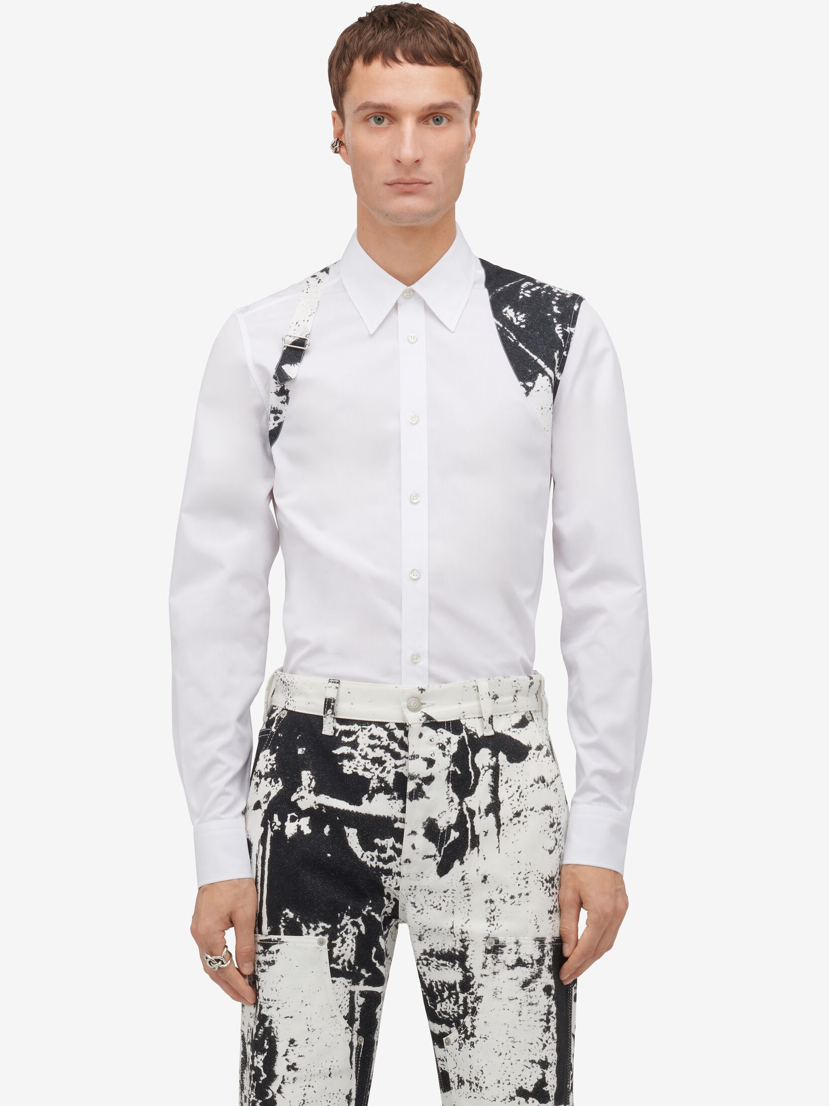 Alexander Mcqueen Abstract Print Straight-leg Jeans In White