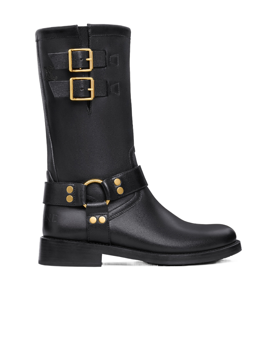 Celine Laced Locomotive Middle Boots In Black