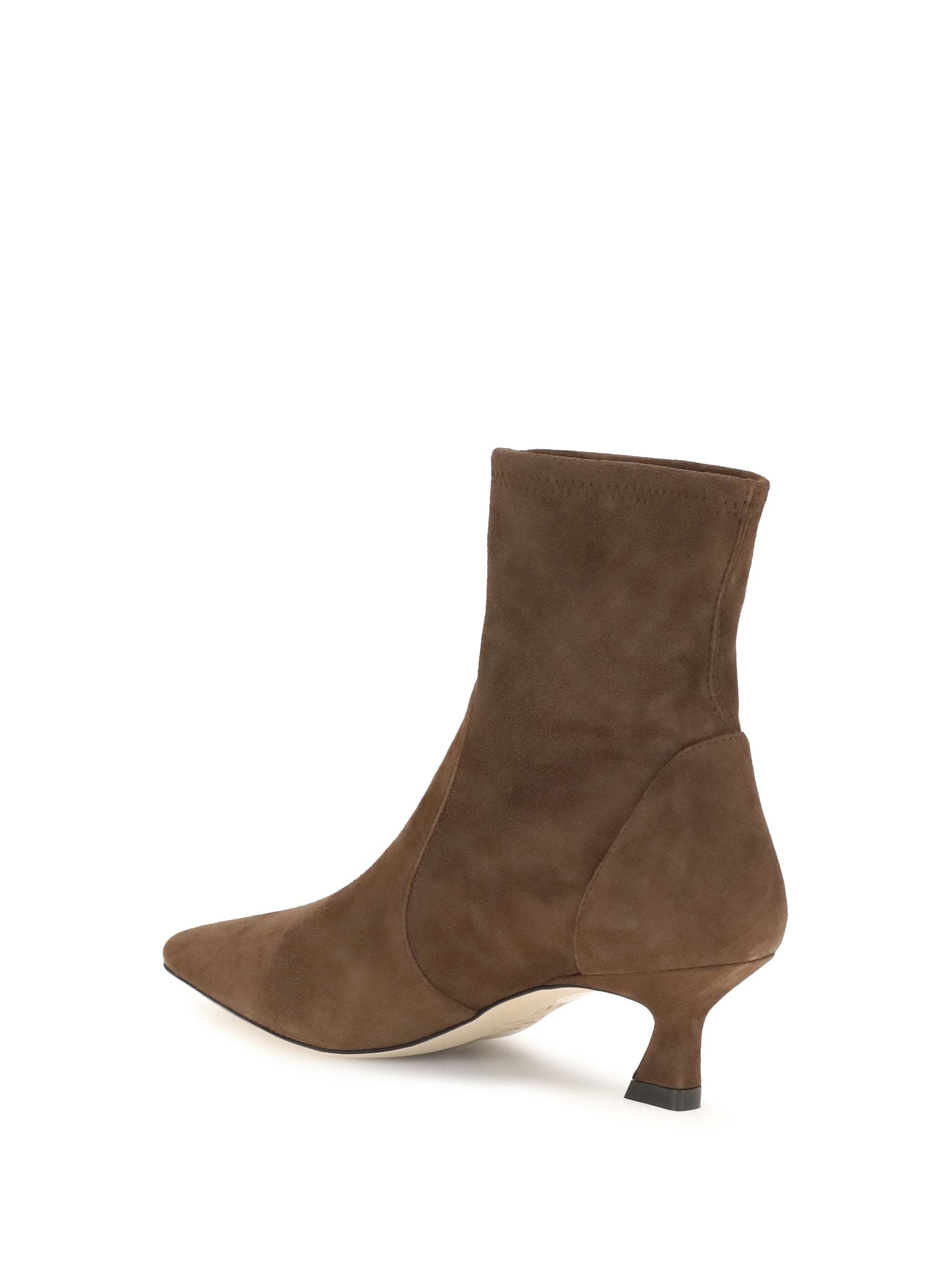 Stuart Weitzman Vinnie Pointed-toe Ankle Boots In Brown