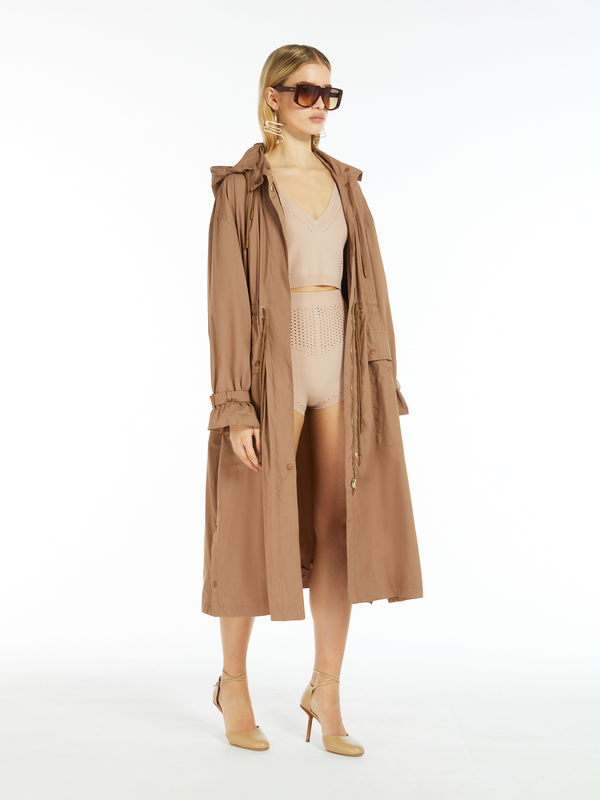 Max Mara Waterproof Technology Fabric, Oversized Parka Coat In Brown